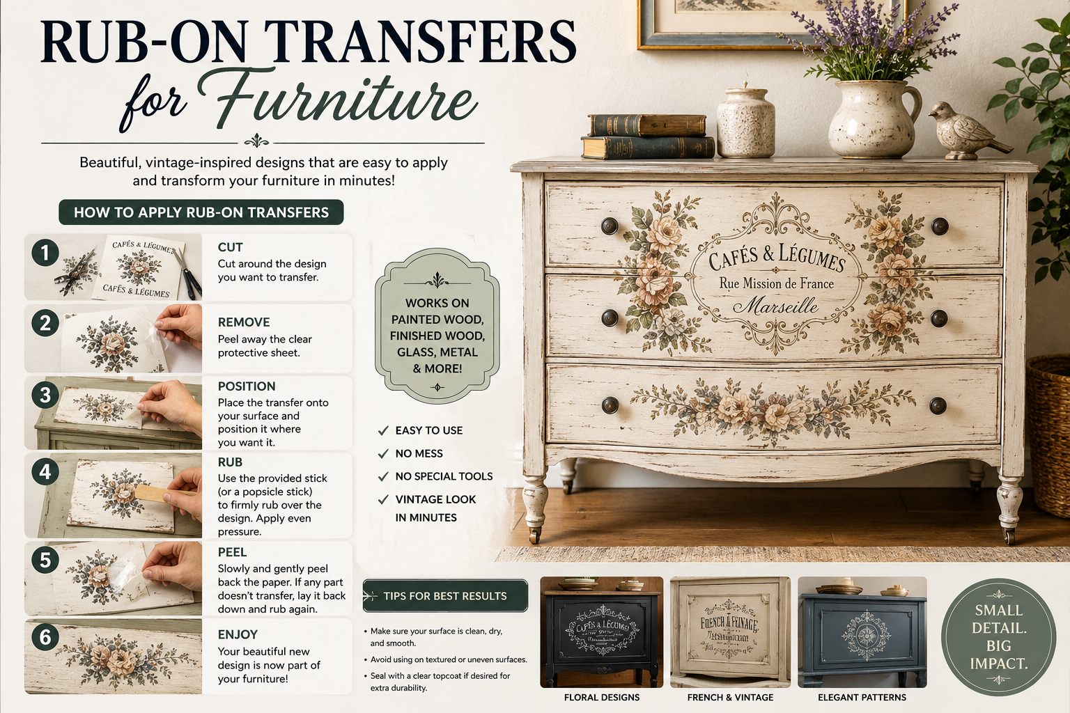 Rub-on Transfers for Furniture