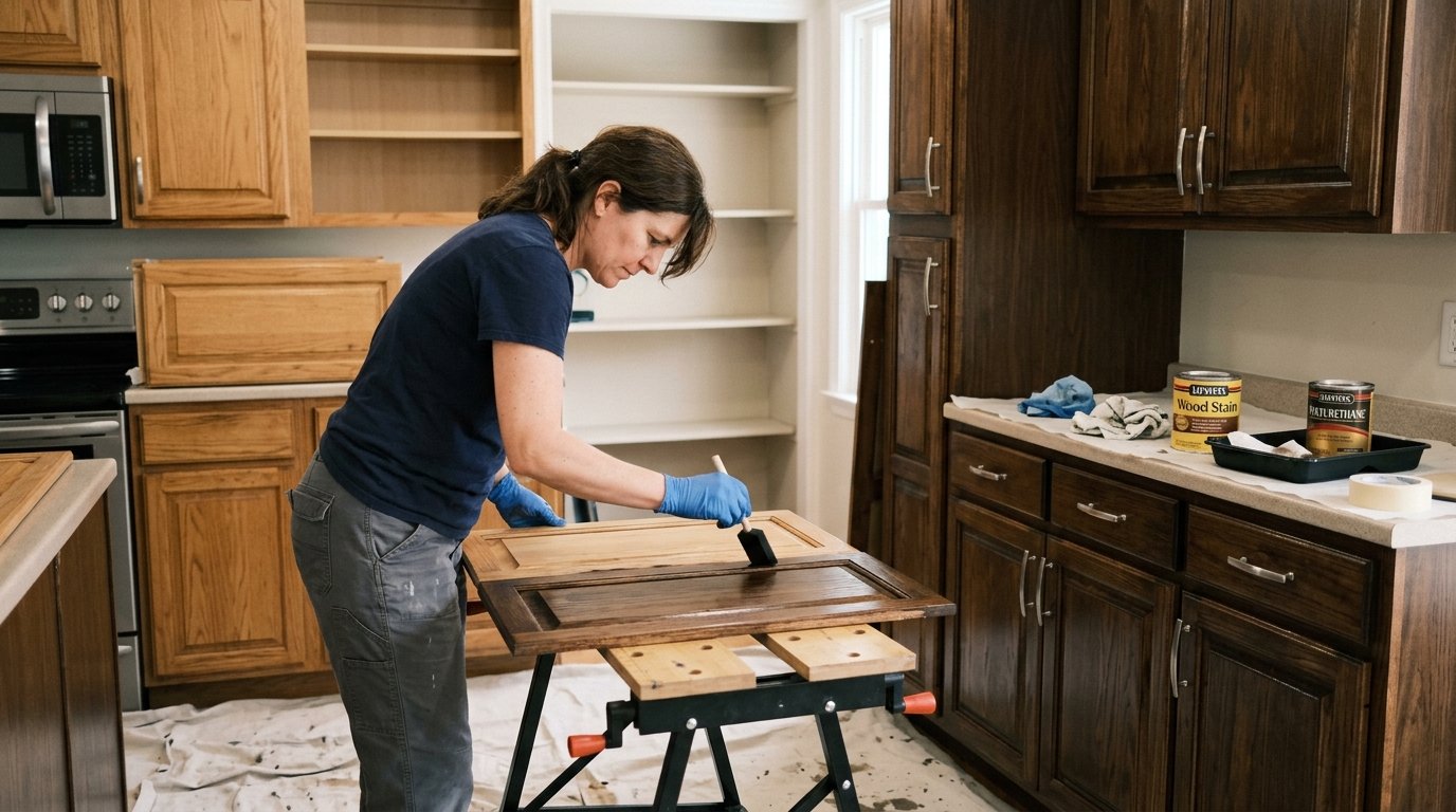 How to Restain Kitchen Cabinets