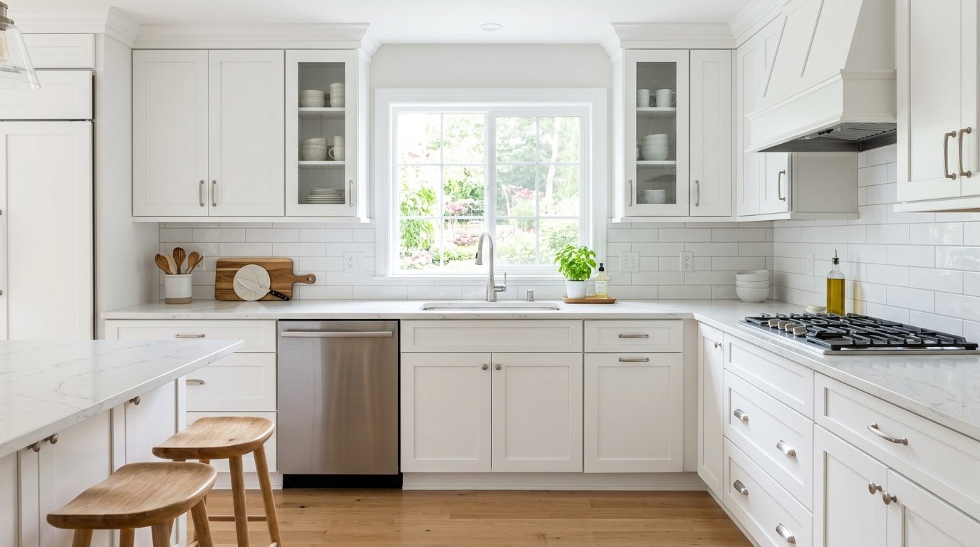 Clean White Kitchen Cabinets