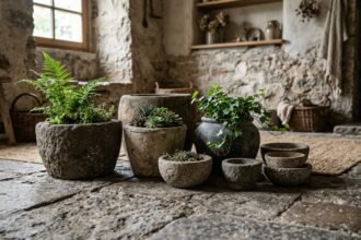 Stone Pots on Floor