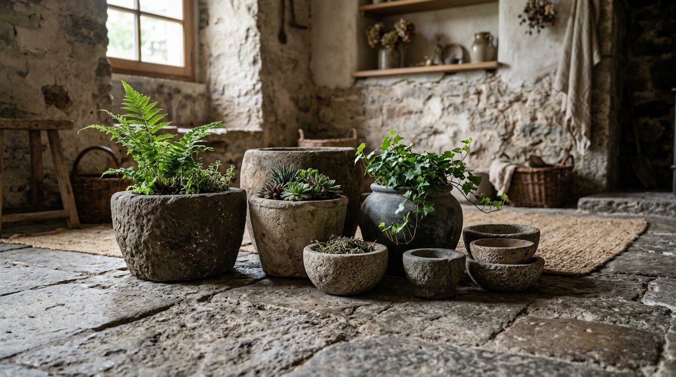 Stone Pots on Floor
