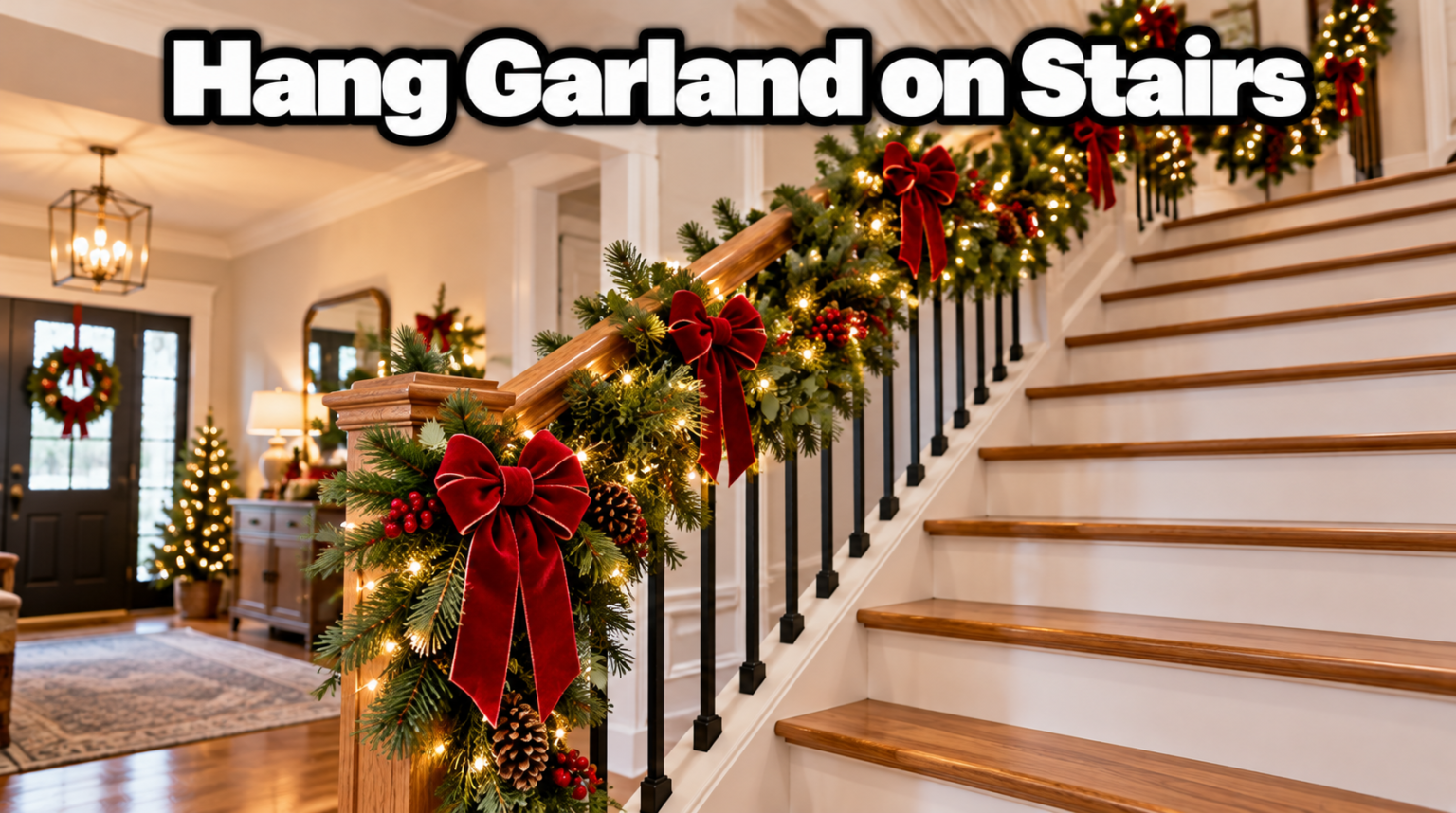 How to Hang Garland on Stairs Without Damaging the Banister?